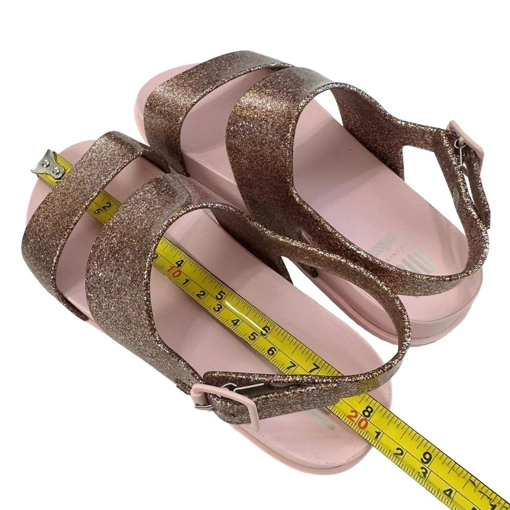 New in Box Mini Melissa Pink/Pink Glitter Mel Cosmis Sandals Kids Size 2